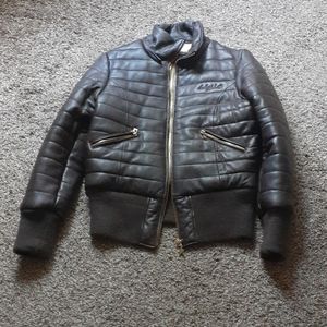 Womens leather bomber coat